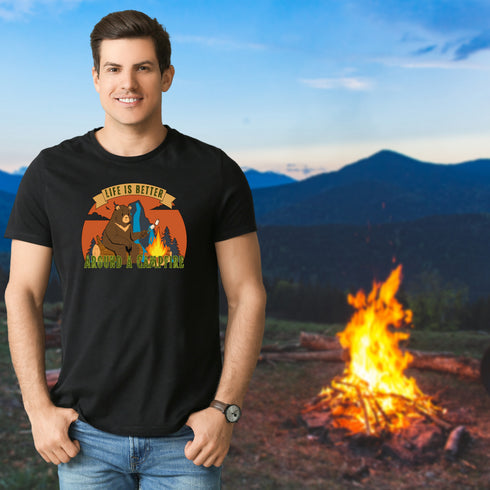 Life is Better by a Campfire Crewneck T-Shirt-Unisex